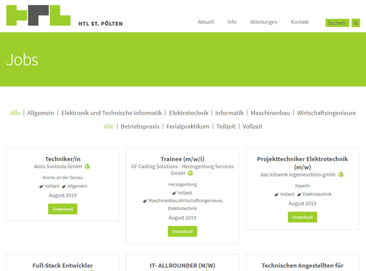 Neue Jobplattform auf der Seite der HTL St. Pölten